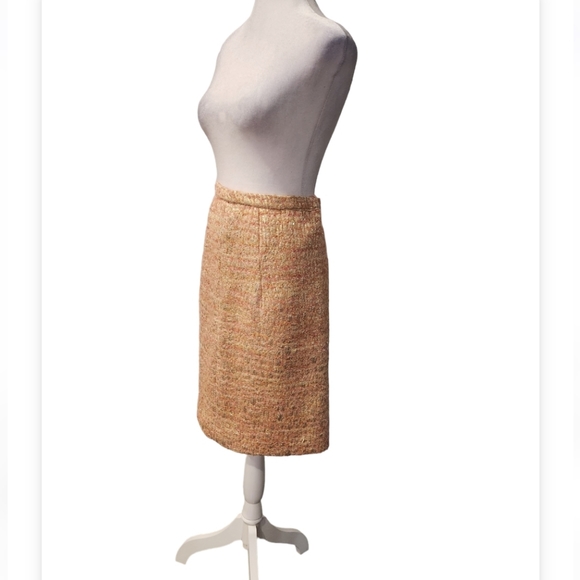 Vintage Pink and Gold Shimmer Midi Tweed Skirt Fully Lined - Picture 6 of 8